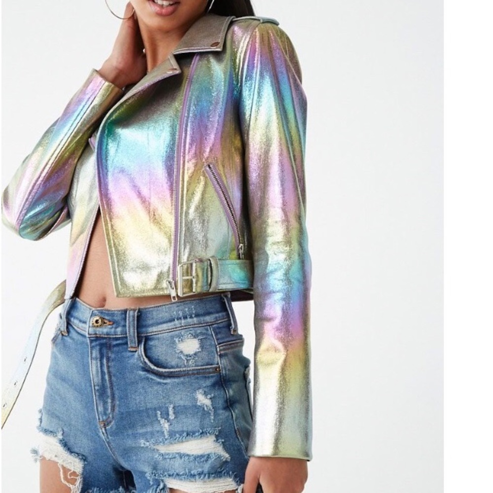 Iridescent Forever21 Moto jacket